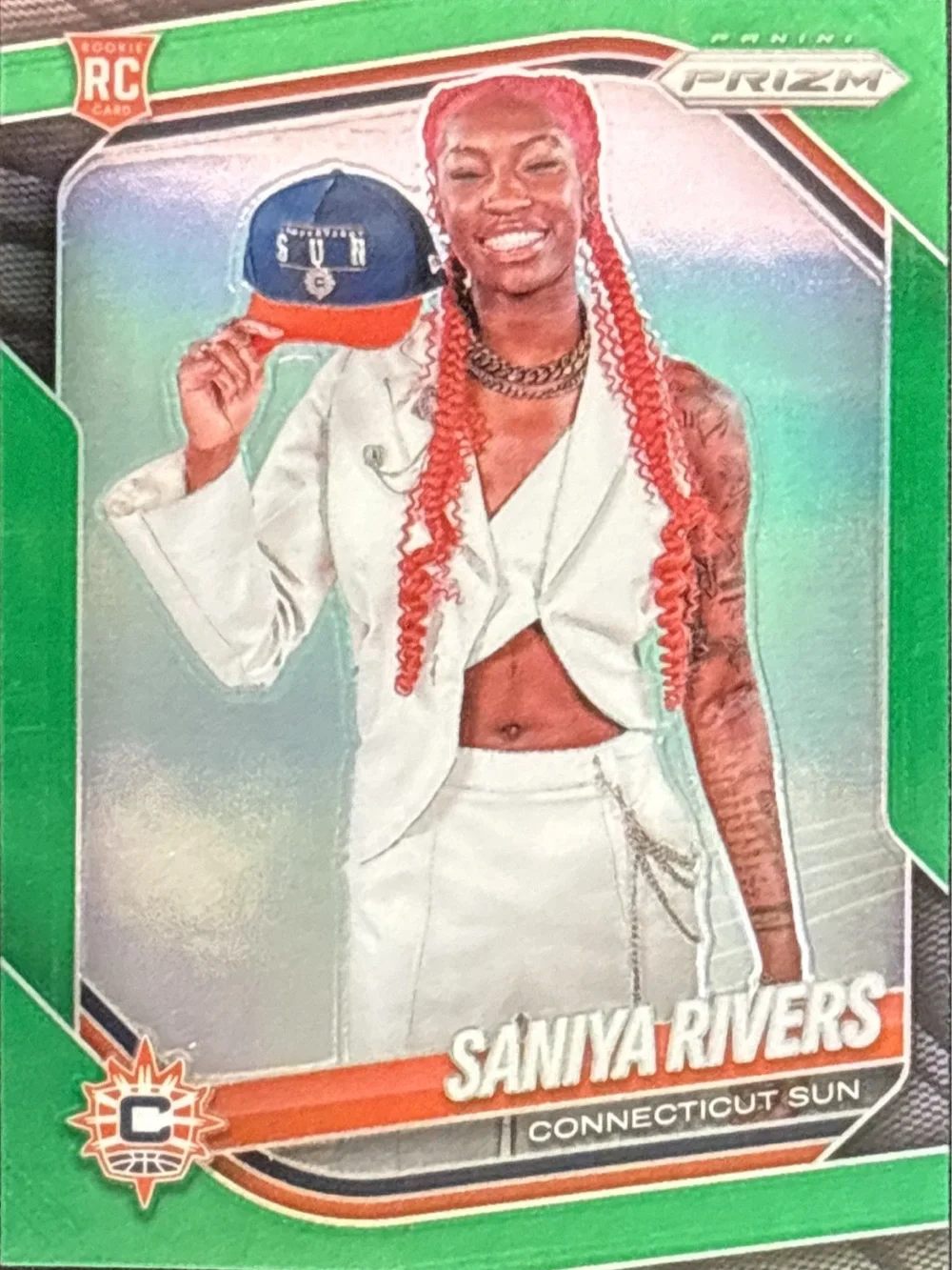 Panini Prizm Green Prizm Saniya Rivers Connecticut Sun Rookie Trading Card